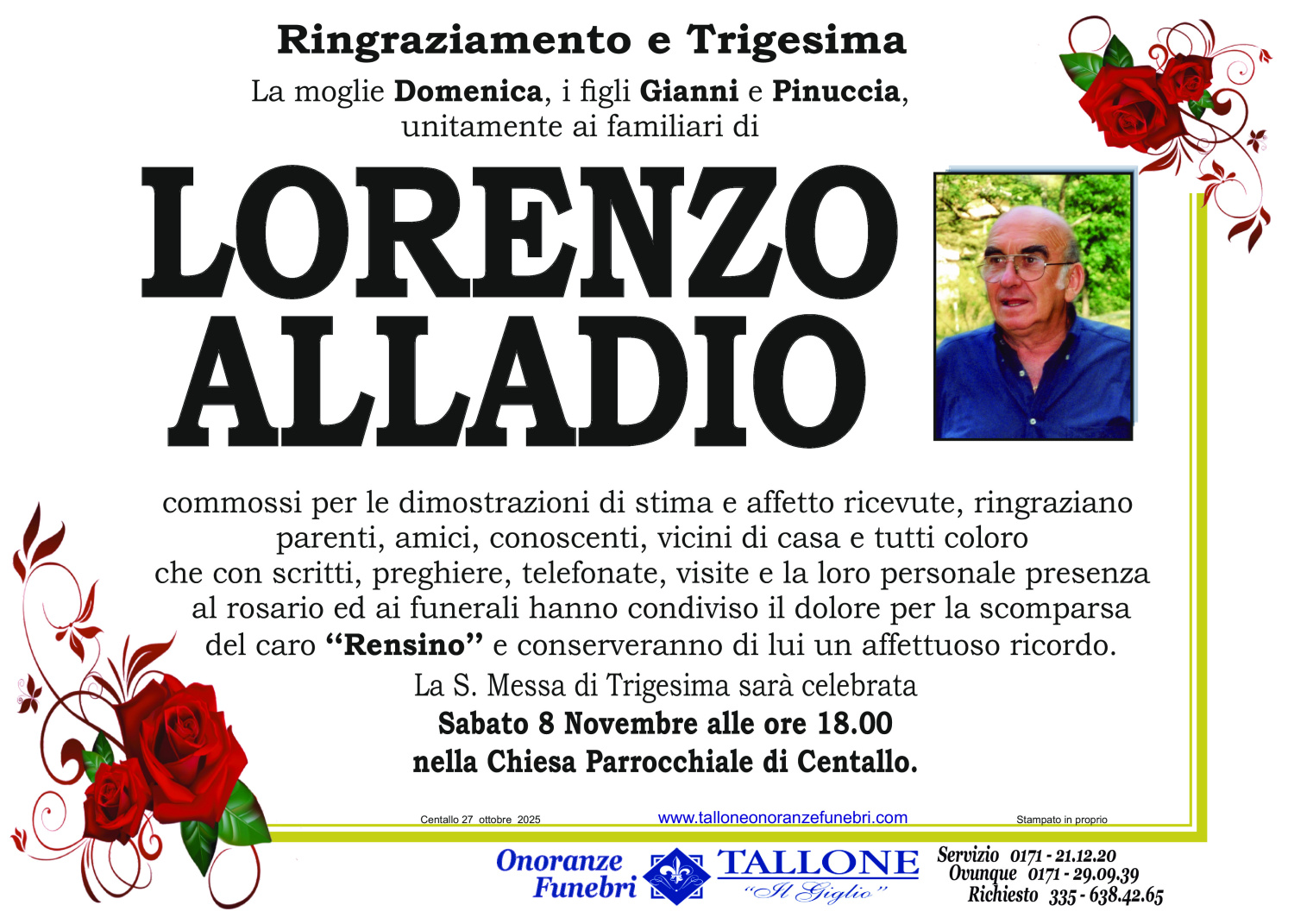 <br />
<b>Warning</b>:  Undefined variable $info in <b>/home/tallone/public_html/ringraziamenti.php</b> on line <b>68</b><br />
Lorenzo Alladio